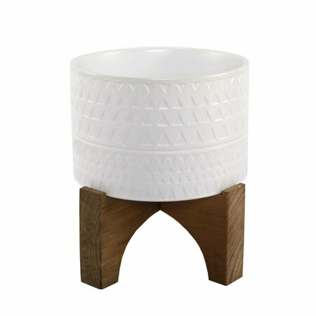 FLORA BUNDA 7&apos; PHARAOH Ceramic Planter on Stand CT1302E-MTWH